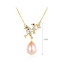 Load image into Gallery viewer, 925 Sterling Silver Plated Gold Fashion Temperament Bird Pink Freshwater Pearl Necklace with Cubic Zirconia