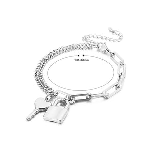 Fashion Creative Heart-shaped Key Lock 316L Stainless Steel Bracelet