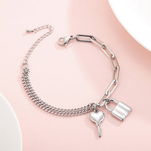 Fashion Creative Heart-shaped Key Lock 316L Stainless Steel Bracelet