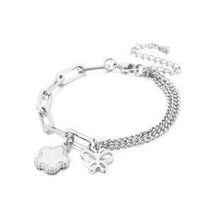 Fashion and Elegant Butterfly Flower 316L Stainless Steel Bracelet