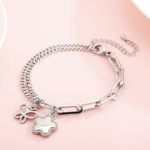 Fashion and Elegant Butterfly Flower 316L Stainless Steel Bracelet