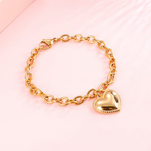 Simple and Romantic Plated Gold Heart-shaped 316L Stainless Steel Bracelet