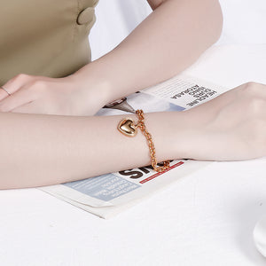 Simple and Romantic Plated Gold Heart-shaped 316L Stainless Steel Bracelet