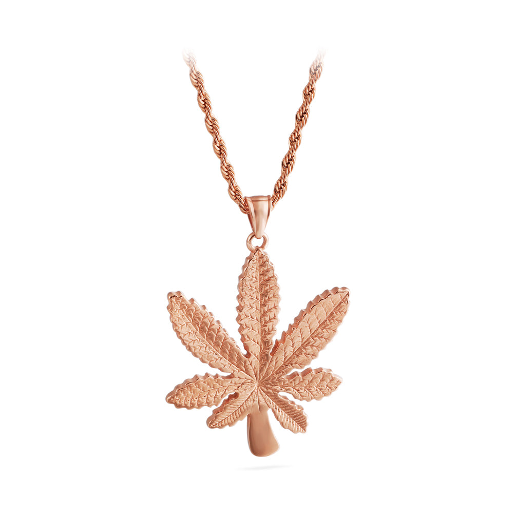 Fashion and Elegant Plated Rose Gold Maple Leaf 316L Stainless Steel Pendant with Necklace