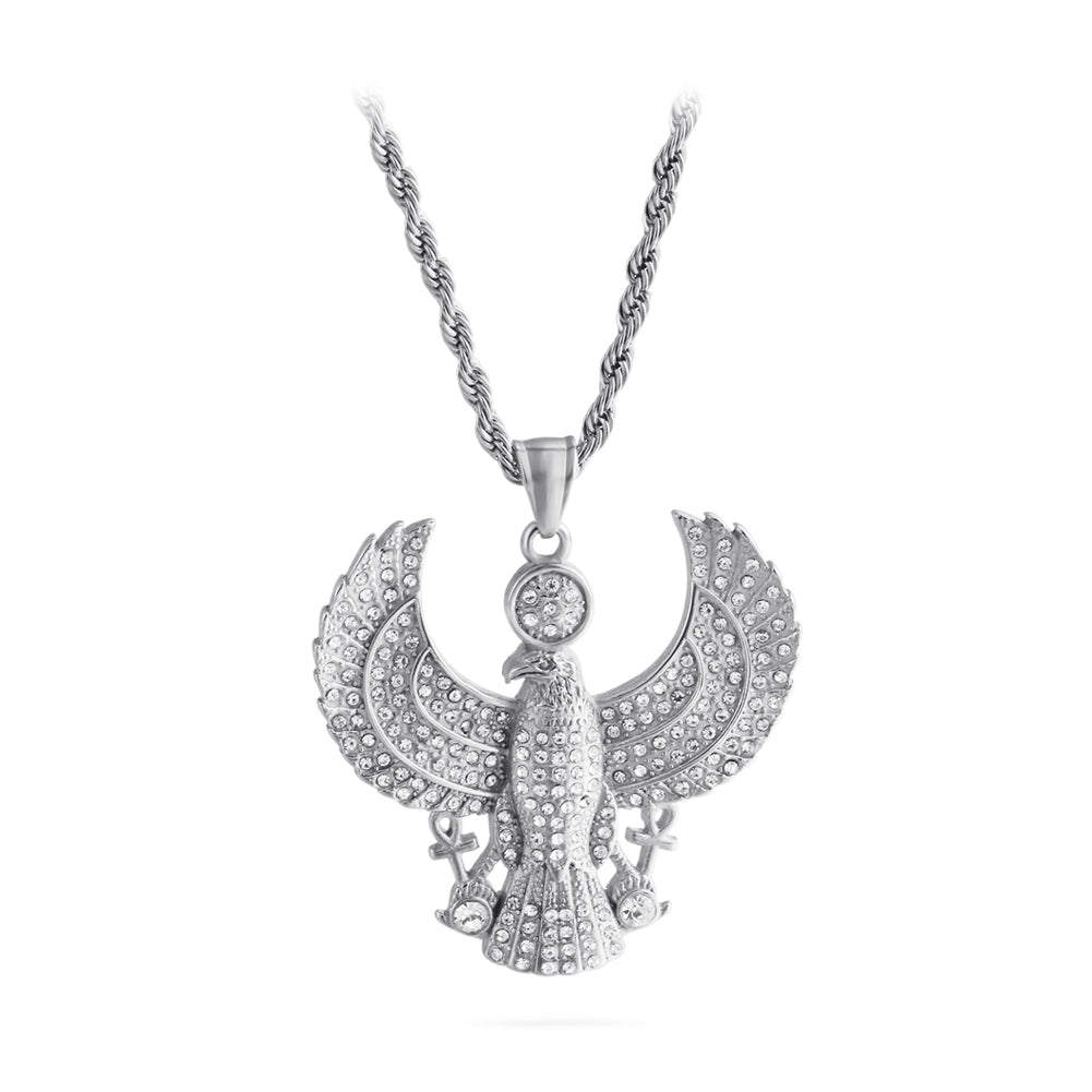 Fashion Bright Eagle 316L Stainless Steel Pendant with Cubic Zirconia and Necklace