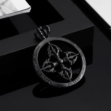 Load image into Gallery viewer, Fashion Vintage Plated Black Hollow Cross Vajra Round 316L Stainless Steel Pendant with Necklace