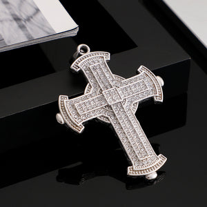 Simple Personality Cross Cubic Zirconia 316L Stainless Steel Pendant with Necklace
