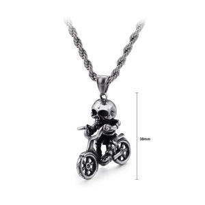 Fashion Personality Skull Motorcycle 316L Stainless Steel Pendant with Necklace
