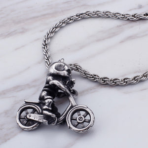 Fashion Personality Skull Motorcycle 316L Stainless Steel Pendant with Necklace
