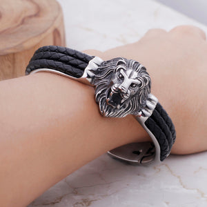 Fashion Domineering Lion 316L Stainless Steel Open Bangle