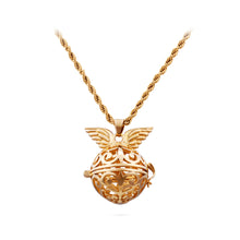 Load image into Gallery viewer, Fashion and Simple Plated Gold Hollow Pattern Round Wings 316L Stainless Steel Pendant with Necklace