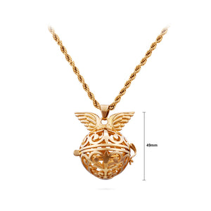 Fashion and Simple Plated Gold Hollow Pattern Round Wings 316L Stainless Steel Pendant with Necklace