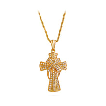 Load image into Gallery viewer, Fashion Personality Plated Gold Cross Cubic Zirconia 316L Stainless Steel Pendant with Necklace