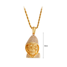 Load image into Gallery viewer, Fashion Personality Plated Gold Skull 316L Stainless Steel Pendant with Cubic Zirconia and Necklace