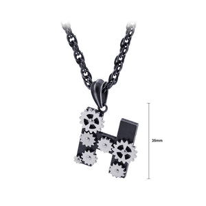 Fashion Creative Plated Black English Alphabet H Gear 316L Stainless Steel Pendant with Necklace