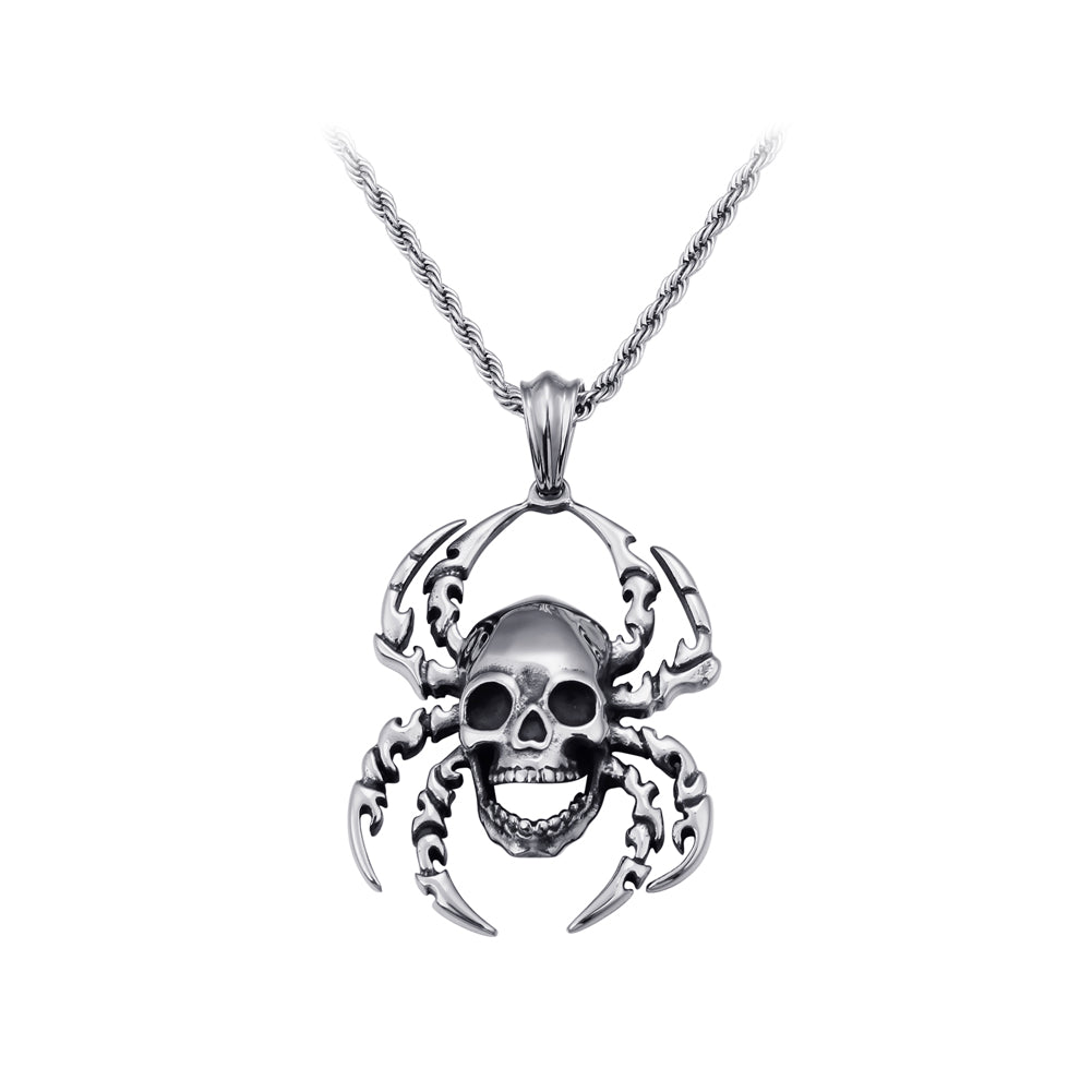Fashion Personality Skeleton Spider 316L Stainless Steel Pendant with Necklace