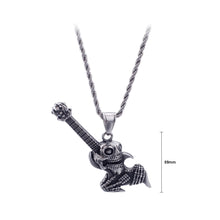 Load image into Gallery viewer, Fashion Punk Skull Electric Guitar 316L Stainless Steel Pendant with Necklace