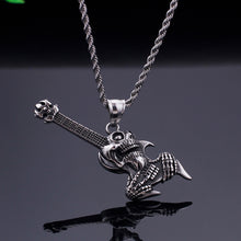 Load image into Gallery viewer, Fashion Punk Skull Electric Guitar 316L Stainless Steel Pendant with Necklace