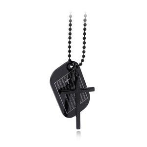 Fashion Simple Plated Black Cross Geometric Square Brand 316L Stainless Steel Pendant with Necklace