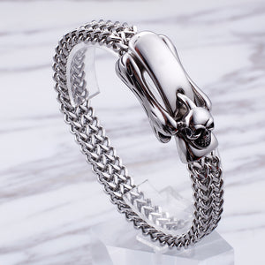 Fashion Personality Skull Lock Double-layer Geometric 316L Stainless Steel Bracelet