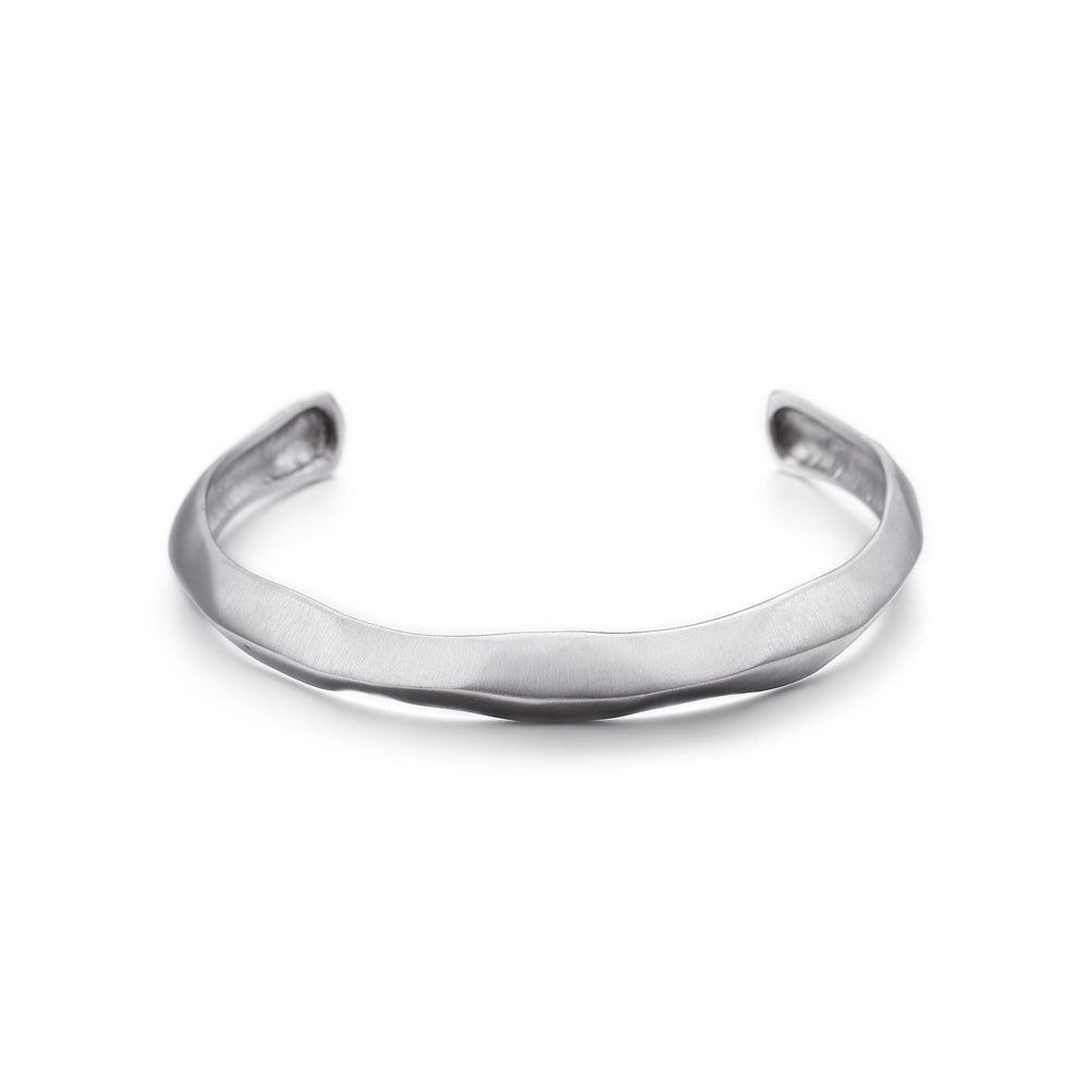 Fashion Simple Frosted Irregular Geometric Opening 316L Stainless Steel Bangle