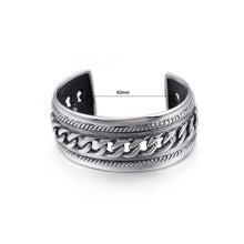 Load image into Gallery viewer, Fashion Vintage Geometric Hollow Pattern Smooth Wide Version 316L Stainless Steel Bangle