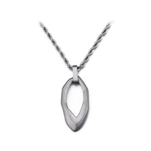 Simple and Fashion Hollow Irregular Geometric Frosted 316L Stainless Steel Pendant with Necklace