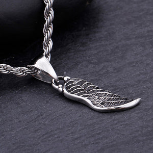 Fashion Personality Feather Wings 316L Stainless Steel Pendant with Necklace