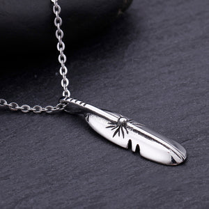 Fashion Simple Feather 316L Stainless Steel Pendant with Necklace