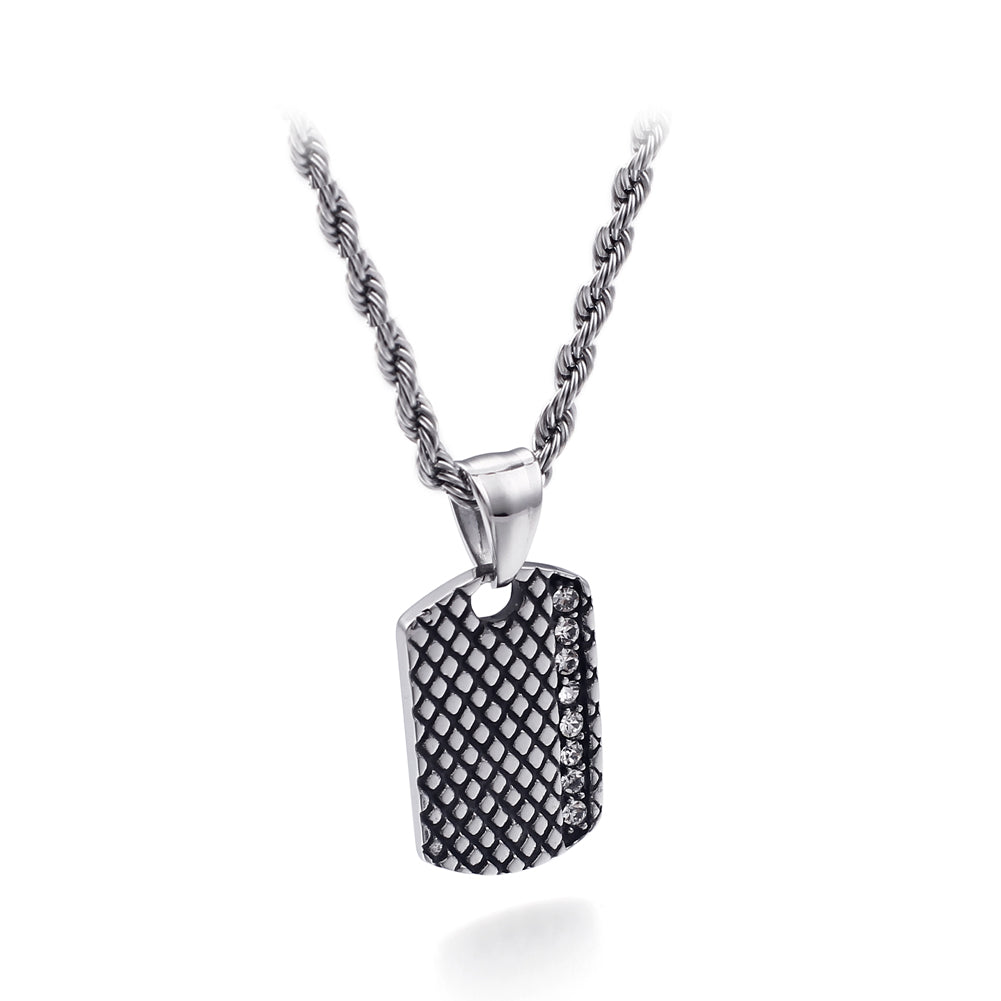 Simple and Fashion Diamond Pattern Geometric 316L Stainless Steel Pendant with Necklace