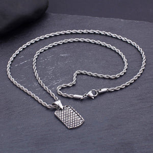Simple and Fashion Diamond Pattern Geometric 316L Stainless Steel Pendant with Necklace