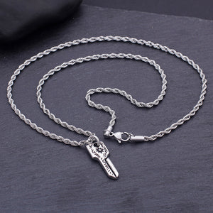 Fashion Vintage Pattern Key 316L Stainless Steel Pendant with Necklace