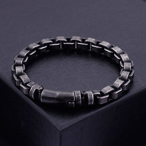 Simple Vintage Plated Black Geometric 316L Stainless Steel Bracelet 23cm