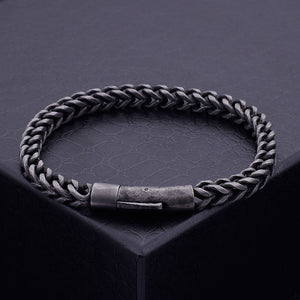 Simple Personality Plated Black Double Geometric 316L Stainless Steel Bracelet 19cm