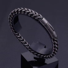 Load image into Gallery viewer, Simple Personality Plated Black Double Geometric 316L Stainless Steel Bracelet 19cm