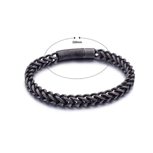 Simple Personality Plated Black Double Geometric 316L Stainless Steel Bracelet 22cm