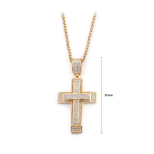 Load image into Gallery viewer, Fashion and Dazzling Plated Gold Cross Cubic Zirconia 316L Stainless Steel Pendant with Necklace
