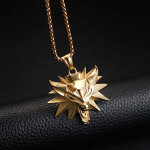Load image into Gallery viewer, Fashion Personality Plated Gold Wolf Head 316L Stainless Steel Pendant with Necklace