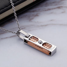 Load image into Gallery viewer, Fashion Simple Rose Gold Two-tone Geometric Square Brand 316L Stainless Steel Pendant with Cubic Zirconia and Necklace