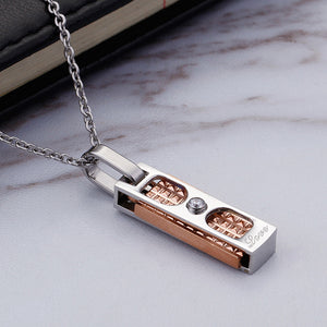 Fashion Simple Rose Gold Two-tone Geometric Square Brand 316L Stainless Steel Pendant with Cubic Zirconia and Necklace
