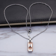 Load image into Gallery viewer, Fashion Simple Rose Gold Two-tone Geometric Square Brand 316L Stainless Steel Pendant with Cubic Zirconia and Necklace