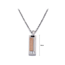 Load image into Gallery viewer, Fashion Simple Rose Gold Geometric Rectangle 316L Stainless Steel Pendant with Cubic Zirconia and Necklace