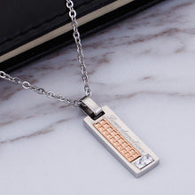 Load image into Gallery viewer, Fashion Simple Rose Gold Geometric Rectangle 316L Stainless Steel Pendant with Cubic Zirconia and Necklace