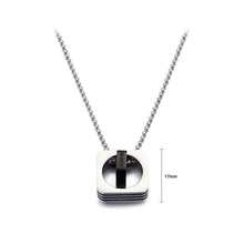 Load image into Gallery viewer, Fashion Simple Black and Silver Two-color Geometric Double Square 316L Stainless Steel Pendant with Necklace