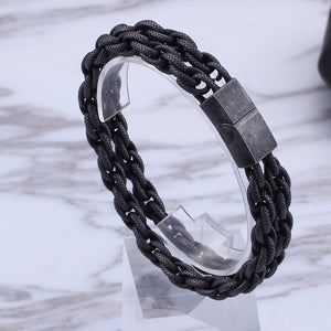 Fashion Personality Plated Black Geometric Multi-layer 316L Stainless Steel Bracelet