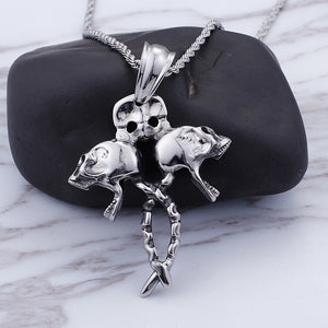 Fashion Personality Skull 316L Stainless Steel Pendant with Necklace