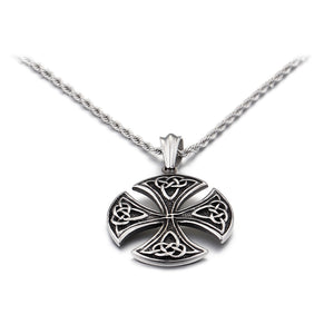 Fashion Vintage Pattern Cross 316L Stainless Steel Pendant with Necklace