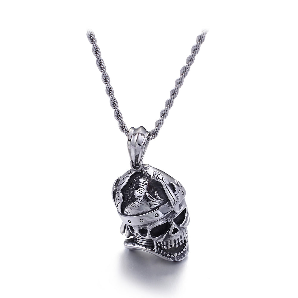 Fashion Personality Skull King 316L Stainless Steel Pendant with Necklace