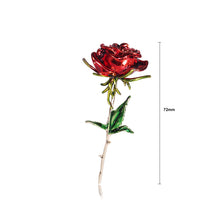 Load image into Gallery viewer, Fashion and Elegant Plated Gold Red Rose Brooch