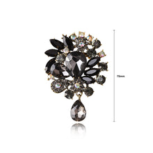 Load image into Gallery viewer, Elegant and Bright Plated Gold Geometric Pattern Black Cubic Zirconia Brooch